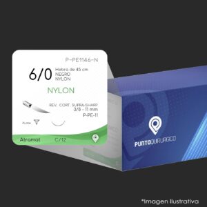 P-PE1146-N | NYLON | CALIBRE  6/0 | ETHILON | P697T | C/12 | Marca: Atramat