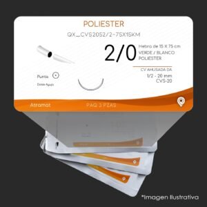 QX_CVS2052/2-75X15KM | POLIESTER | CALIBRE  2/0 | ETHIBON EXCEL | 3 Sobres | Marca: Atramat