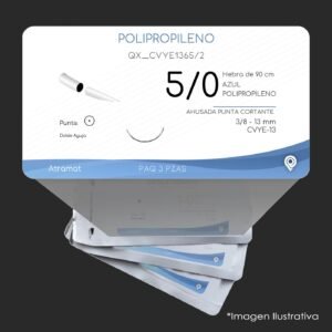 QX_CVYE1365/2 | POLIPROPILENO | CALIBRE  5/0 | PROLENE | 3 Sobres | Marca: Atramat