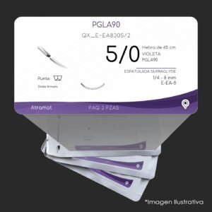 QX_E-EA8305/2 | PGLA90 | CALIBRE  5/0 | VICRYL | 3 Sobres | Marca: Atramat
