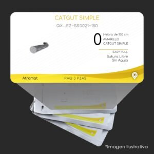 QX_EZ-SS0021-150 | CATGUT SIMPLE | CALIBRE  0 | 3 Sobres | Marca: Atramat