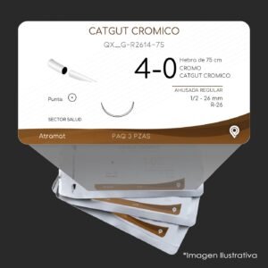 QX_G-R2614-75 | CATGUT CROMICO | CALIBRE  4-0 | 060.841.4470 | 3 Sobres | Marca: Atramat