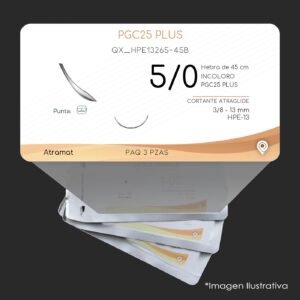 QX_HPE13265-45B | PGC25 PLUS | CALIBRE  5/0 | MONOCRYL PLUS | 3 Sobres | Marca: Atramat