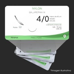 QX_HPE1944-N | NYLON | CALIBRE  4/0 | ETHILON | 3 Sobres | Marca: Atramat