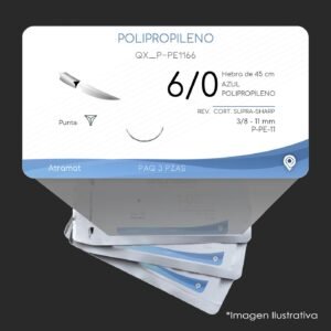 QX_P-PE1166 | POLIPROPILENO | CALIBRE  6/0 | PROLENE | 3 Sobres | Marca: Atramat