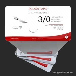 QX_P-PE26293-B | PGLA90 RAPID | CALIBRE  3/0 | VICRYL RAPID | 3 Sobres | Marca: Atramat
