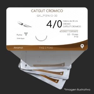 QX_P1314/2-30 | CATGUT CROMICO | CALIBRE  4/0 | 3 Sobres | Marca: Atramat