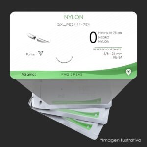 QX_PE2441-75N | NYLON | CALIBRE  0 | ETHILON | 3 Sobres | Marca: Atramat