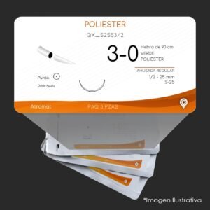 QX_S2553/2 | POLIESTER | CALIBRE  3-0 | ETHIBON EXCEL | 3 Sobres | Marca: Atramat