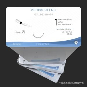 QX_SG3668-75 | POLIPROPILENO | CALIBRE  1 | PROLENE | 3 Sobres | Marca: Atramat