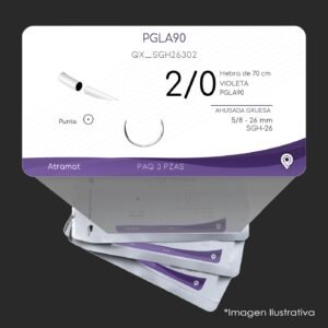 QX_SGH26302 | PGLA90 | CALIBRE  2/0 | VICRYL | 3 Sobres | Marca: Atramat