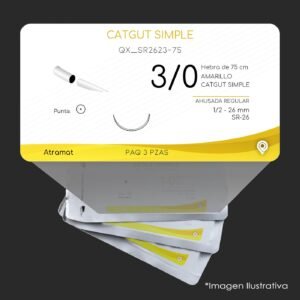 QX_SR2623-75 | CATGUT SIMPLE | CALIBRE  3/0 | 3 Sobres | Marca: Atramat