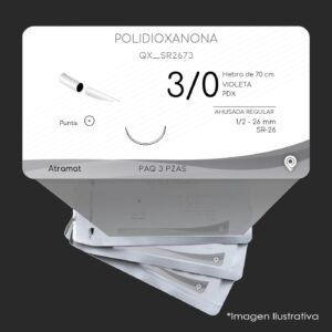 QX_SR2673 | POLIDIOXANONA | CALIBRE  3/0 | PDS II | 3 Sobres | Marca: Atramat