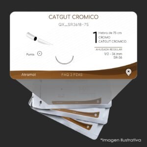 QX_SR3618-75 | CATGUT CROMICO | CALIBRE  1 | 3 Sobres | Marca: Atramat